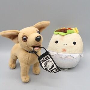 Taco Bell Chihuahua Dog No sound & Taco Squishmallow Plush Food Lover Lot